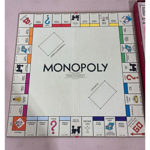 RARE VINTAGE 1964 Parker Brothers Monopoly Board Game Red Box Version - Picture 4 of 5
